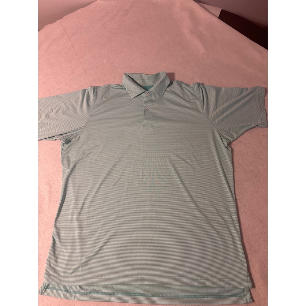 F&G Tech Polo Shirt Mens XL Mint Green Striped Short Sleeve‎ Performance